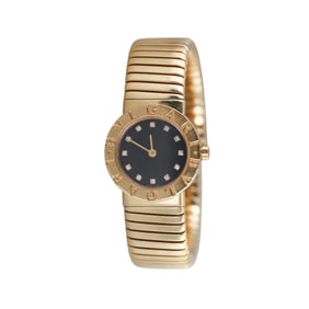 Bvlgari Bulgari Tubogas 18k Gold Diamond Ladies Watch BB 23 2T
