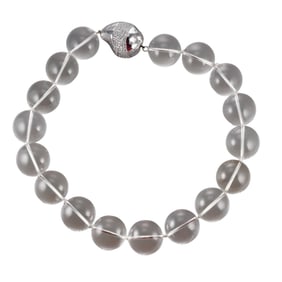 18k Gold 6.83ctw Diamond Crystal Agate Bead Necklace