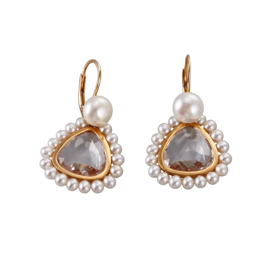 Mimi Milano 18k Gold Pearl Crystal Earrings