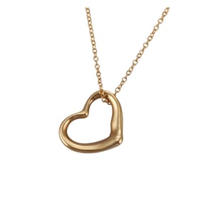 Tiffany & Co Elsa Peretti 18k Gold Open Heart Pendant Necklace