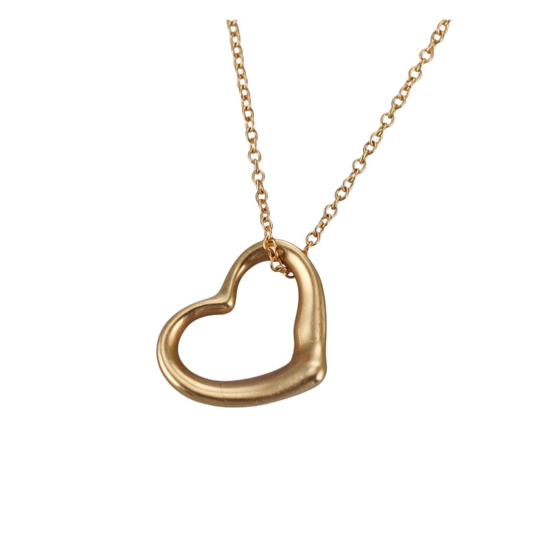 Tiffany & Co Elsa Peretti 18k Gold Open Heart Pendant Necklace (1 of 4)
