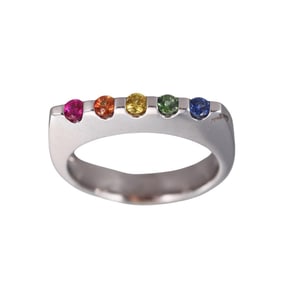 18k Gold Rainbow Sapphire Ring