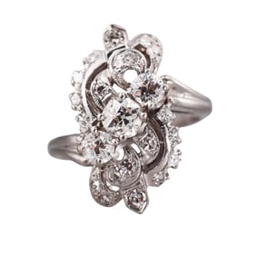 Midcentury 14k Gold Diamond Ring