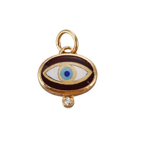 Ancient Inspired 24k Gold Silver Diamond Evil Eye Charm Pendant