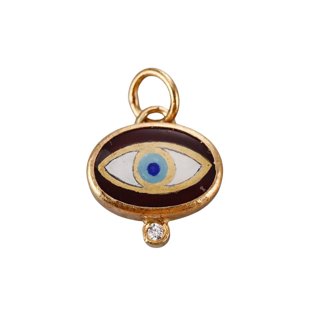 Ancient Inspired 24k Gold Silver Diamond Evil Eye Charm Pendant (1 of 2)