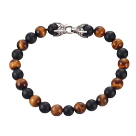 David Yurman Silver Spiritual Beads Tiger's Eye Jet Bracelet