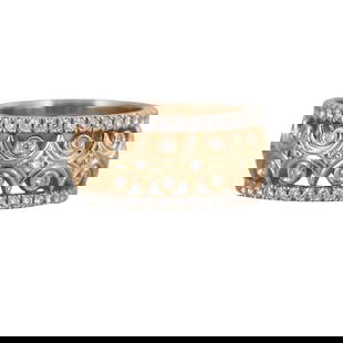 Vintage 14k Gold Diamond Band Ring: Metal : 14k Yellow Gold Designer : Not Signed Gemstone : Diamonds approx. 1.00ctw. Measurements : Ring size 4.75, width 9mm. Marked: : Tested 14k. Weight: : 6.5 grams 
