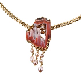 Luna Felix Modernist 18k Gold Fancy Diamond Gemstone Pendant Necklace
