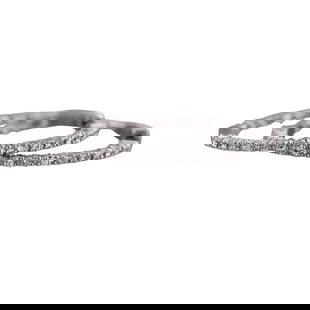 14k Gold Inside Out Diamond Hoop Earrings: Metal : 14k White Gold Designer : Not Signed Gemstone : Diamonds approx. 0.92ctw. Measurements : Earrings are 35mm in diameter x 1.8mm wide. Marked: : 585. Weight: : 7.6 gram