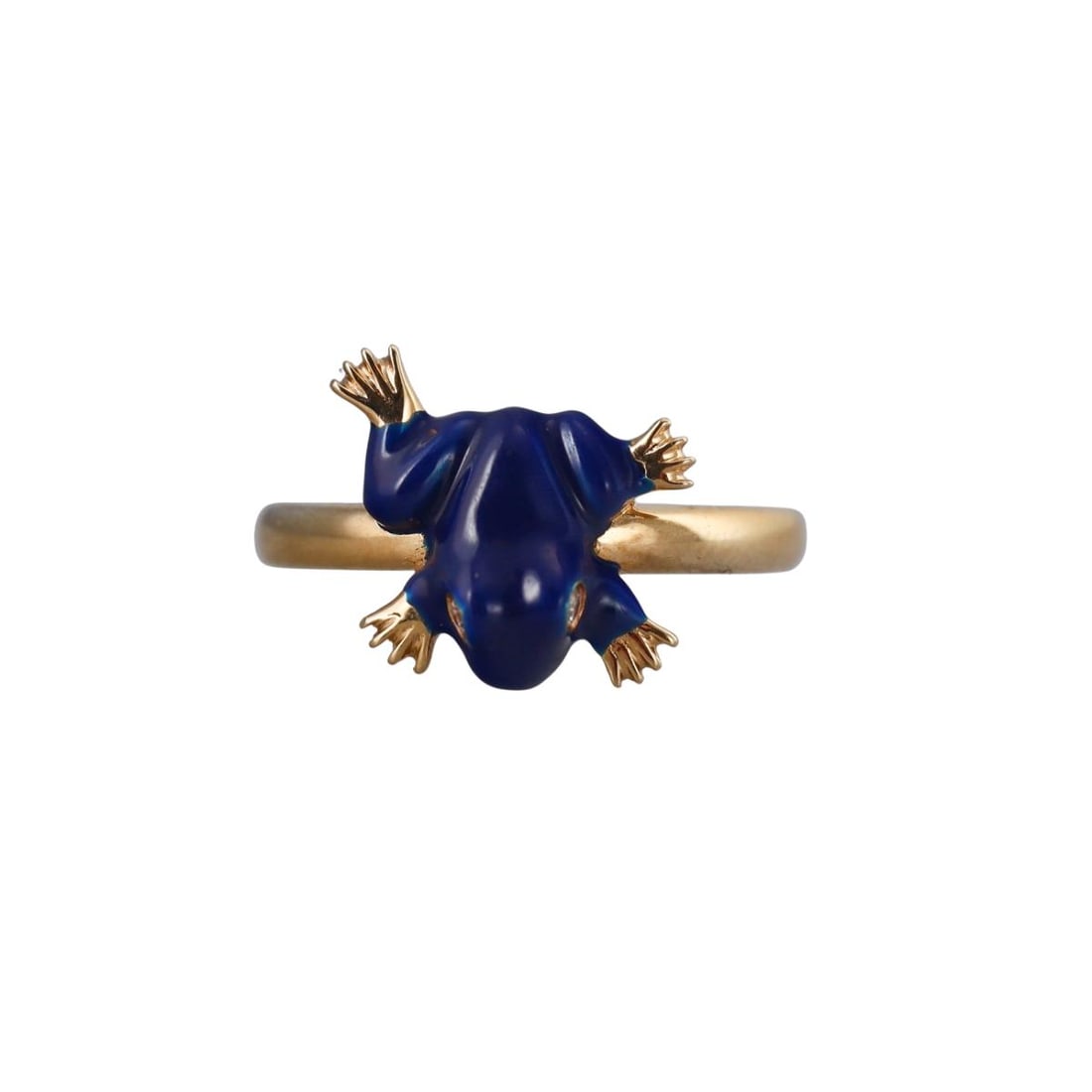 Onirikka 18k Gold Blue Enamel Diamond Frog Ring (1 of 5)