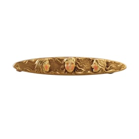 Antique Art Nouveau 14k Gold Enamel Brooch Pin