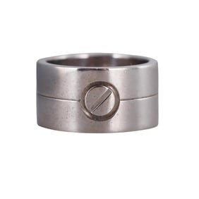 Cartier Love 18k White Gold Wide Band Ring Size 58