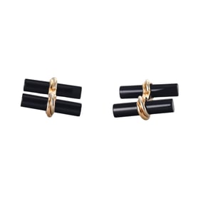 Cartier Trinity 18k GOld Onyx Bar Cufflinks