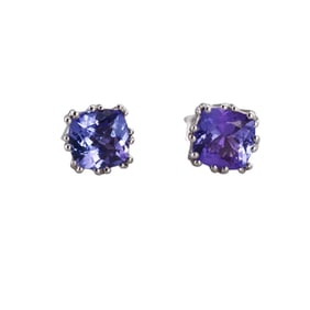Tanzanite White Gold Stud Earrings