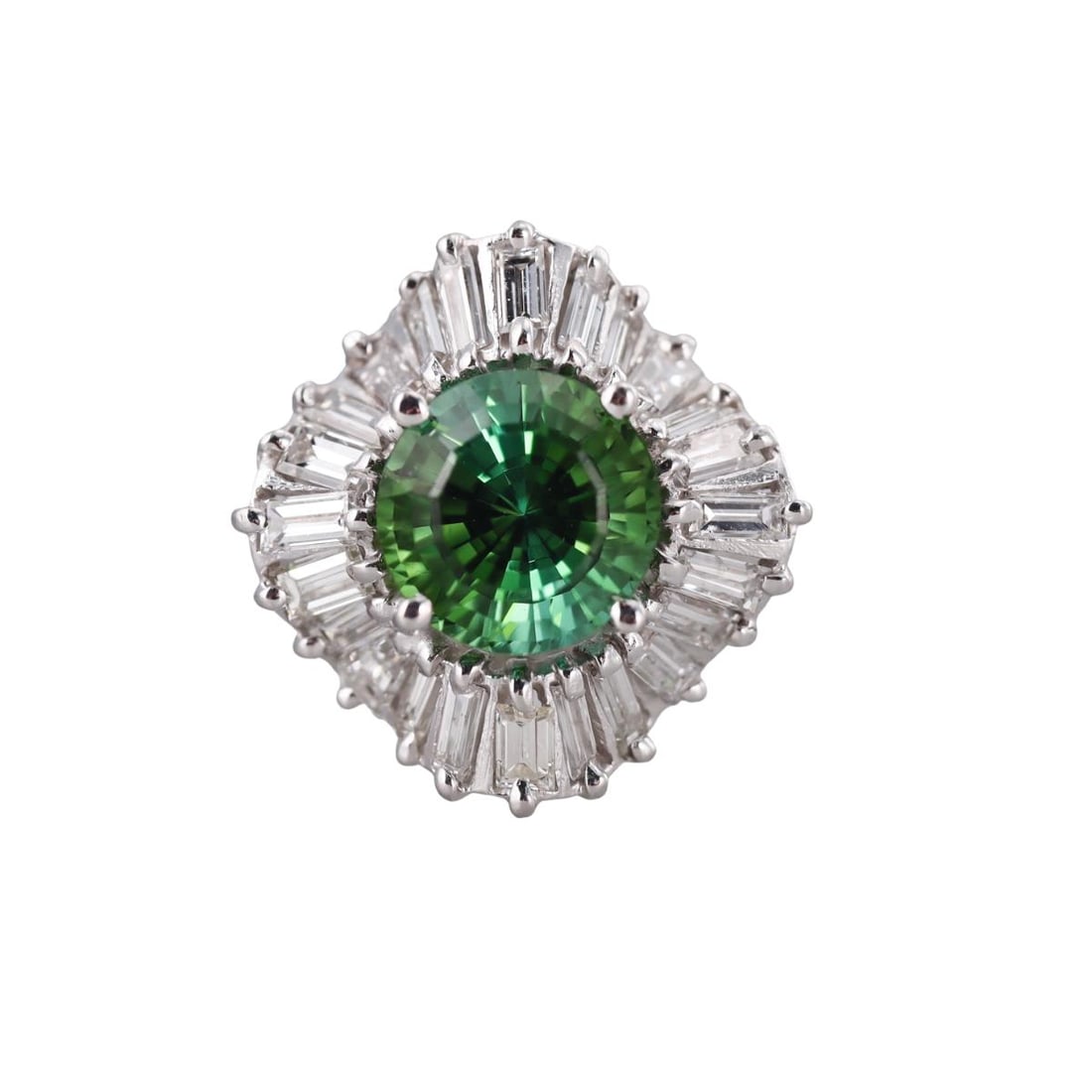 14k Gold 1.75ct Green Tourmaline Diamond Ballerina Ring (1 of 4)
