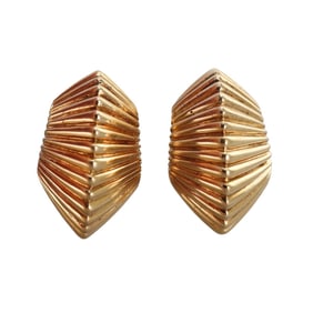Tiffany & Co Vintage 18k Gold Ribbed Half Hoop Earrings