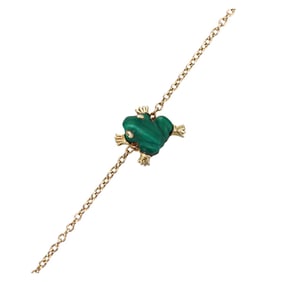 Onirikka 18k Gold Malachite Diamond Frog Bracelet