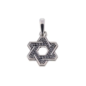 David Yurman Silver Black Diamond Star of David Pendant