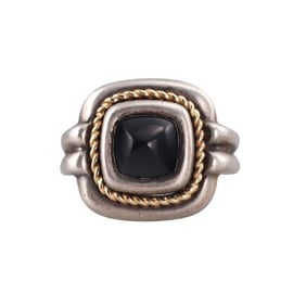 Tiffany & Co 18k Gold Silver Onyx Ring