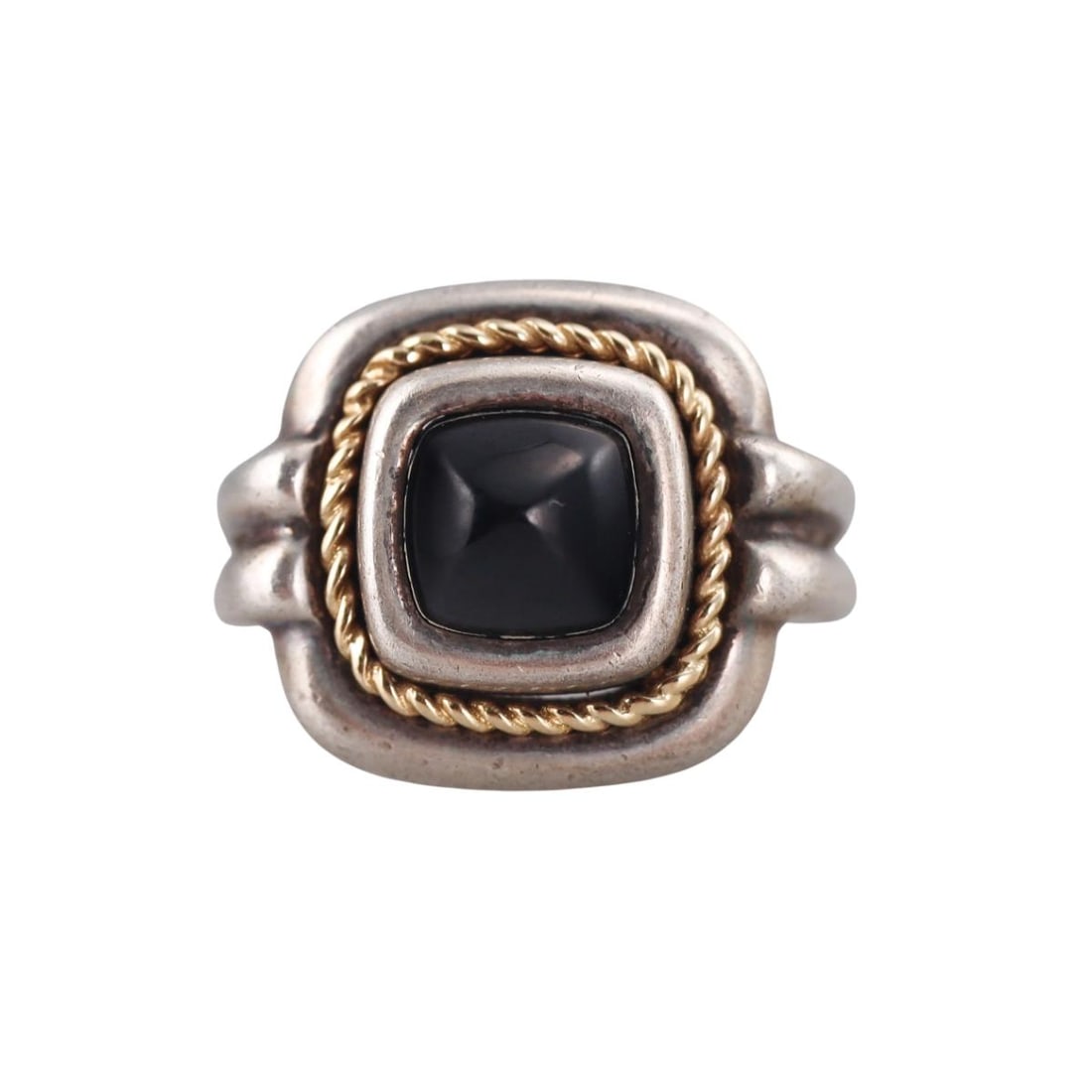 Tiffany & Co 18k Gold Silver Onyx Ring (1 of 4)