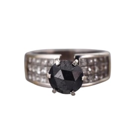 18k Gold Black Diamond Engagement Ring