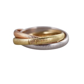 Cartier Trinity Vintage Ribbed 18k Gold Band Ring