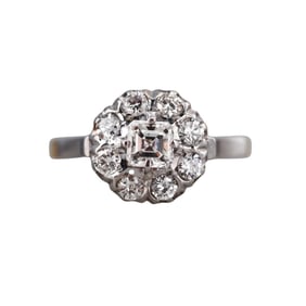 Russian 14k Gold Diamond Cluster Ring