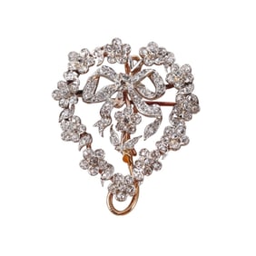 Antique Victorian 18k Gold Diamond Pendant Brooch