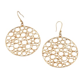20k Gold Diamond Circle Drop Earrings