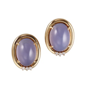 Gump's 18k Gold Chalcedony Diamond Earrings