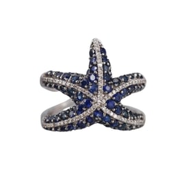 Effy 14k Gold Diamond Sapphire Starfish Ring