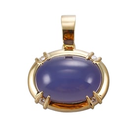 Gump's 18k Gold Chalcedony Diamond Pendant