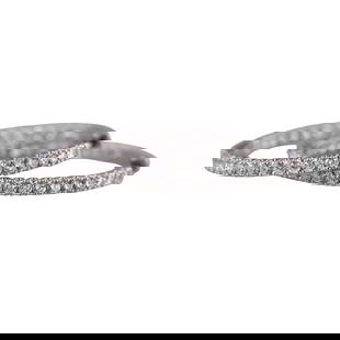 14k Gold Inside Out Diamond Hoop Earrings: Metal : 14k White Gold Designer : Not Signed Gemstone : Diamonds approx. 1.65ctw. Measurements : Earrings are 31mm in diameter x 2.5mm wide. Marked: : VJ 14k. Weight: : 7.1 gr