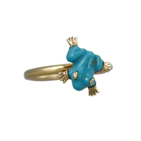 Onirikka 18k Gold Turquoise Diamond Frog Ring