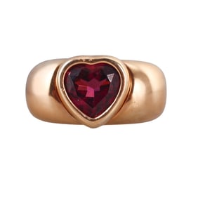 Piaget 18k Rose Gold Pink Tourmaline Heart Ring