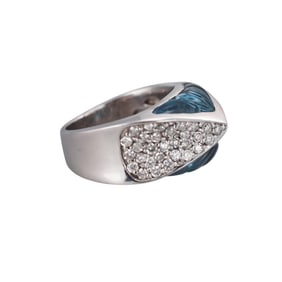 14k Gold Blue Topaz Diamond Ring