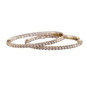 14k Gold EGL Lab Grown 1.75ctw Diamond Hoop Earrings