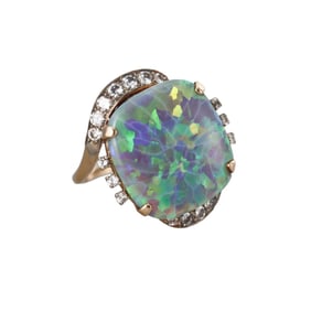 14k Gold Opal Diamond Cocktail Ring