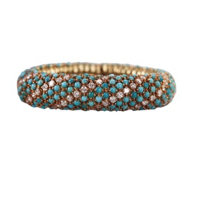 8.00ctw Diamond Turquoise 18k Gold Bracelet