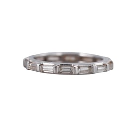 Platinum Baguette Diamond Eternity Wedding Band Ring