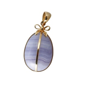 Gump's 18k Gold Chalcedony Egg Pendant