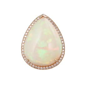 18k Gold 17.60ct Opal Diamond Ring Convertible Pendant