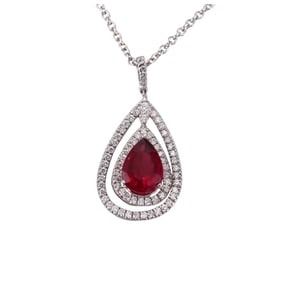 14k Gold 3.72ct Rhodolite Diamond Pendant Necklace
