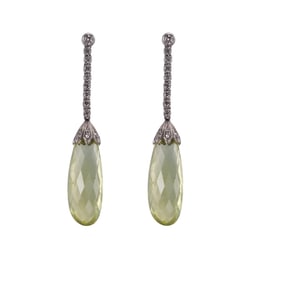 18k Gold 3.93ctw Yellow Sapphire Diamond Drop Earrings