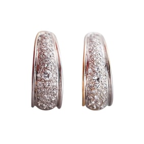 14k Gold Diamond Half Hoop Earrings