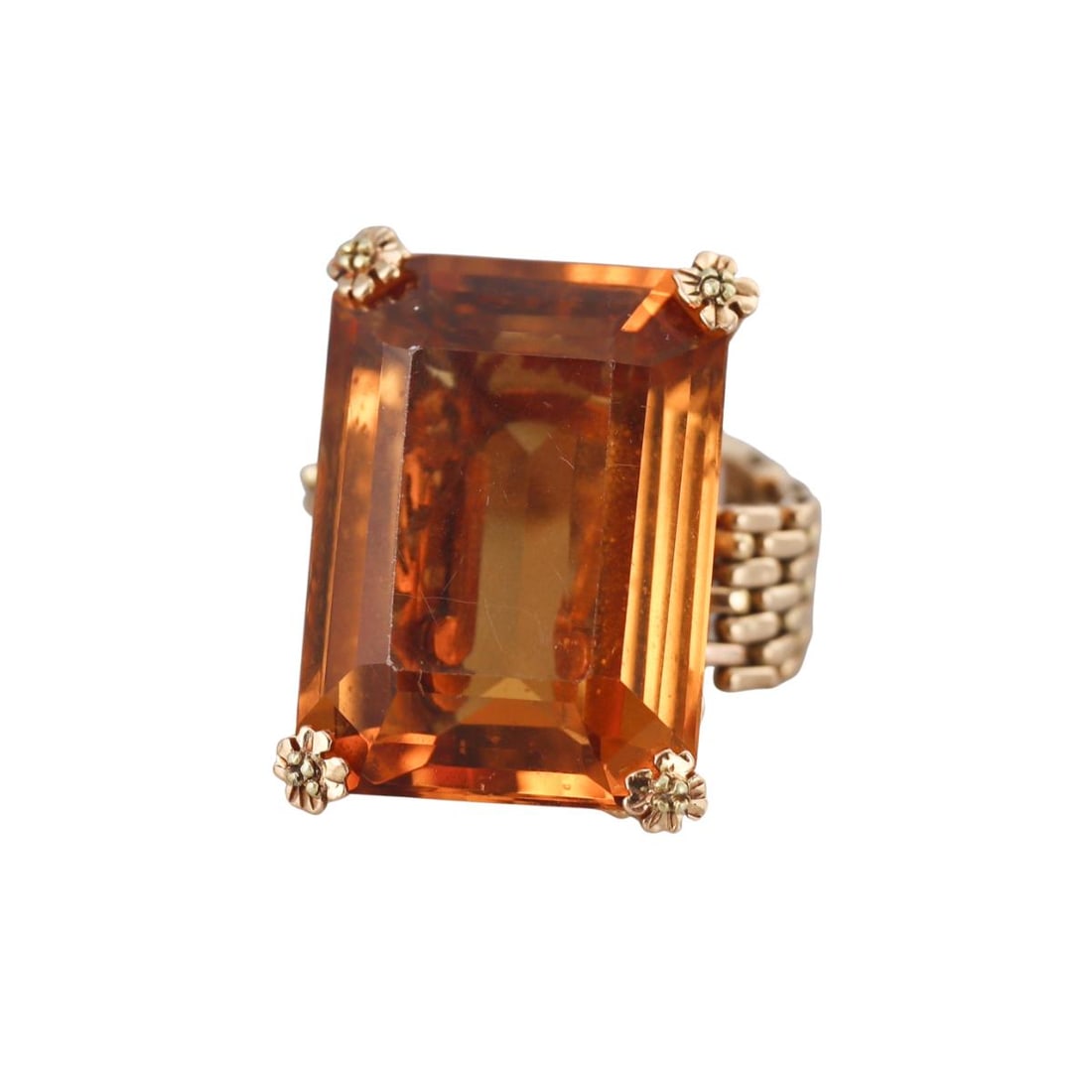 Retro 18k Gold 31ct Citrine Ruby Ring (1 of 4)
