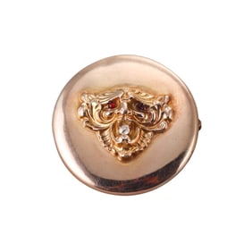 Antique 14k Gold Diamond Garnet Brooch Pin
