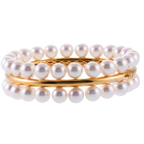 Assael Forever Pearl 18k Gold Bangle Bracelet