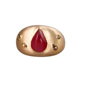 GIA Natural No Heat 3ct Ruby 18k Gold Fancy Diamond Gypsy Ring