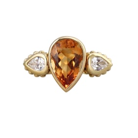 Judith Ripka 18k Gold Diamond Citrine Ring